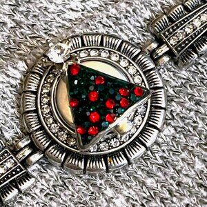 Jewelry Set ~ Rare Find ~ Rhinestone Christmas Tree ~ Link Bracelet